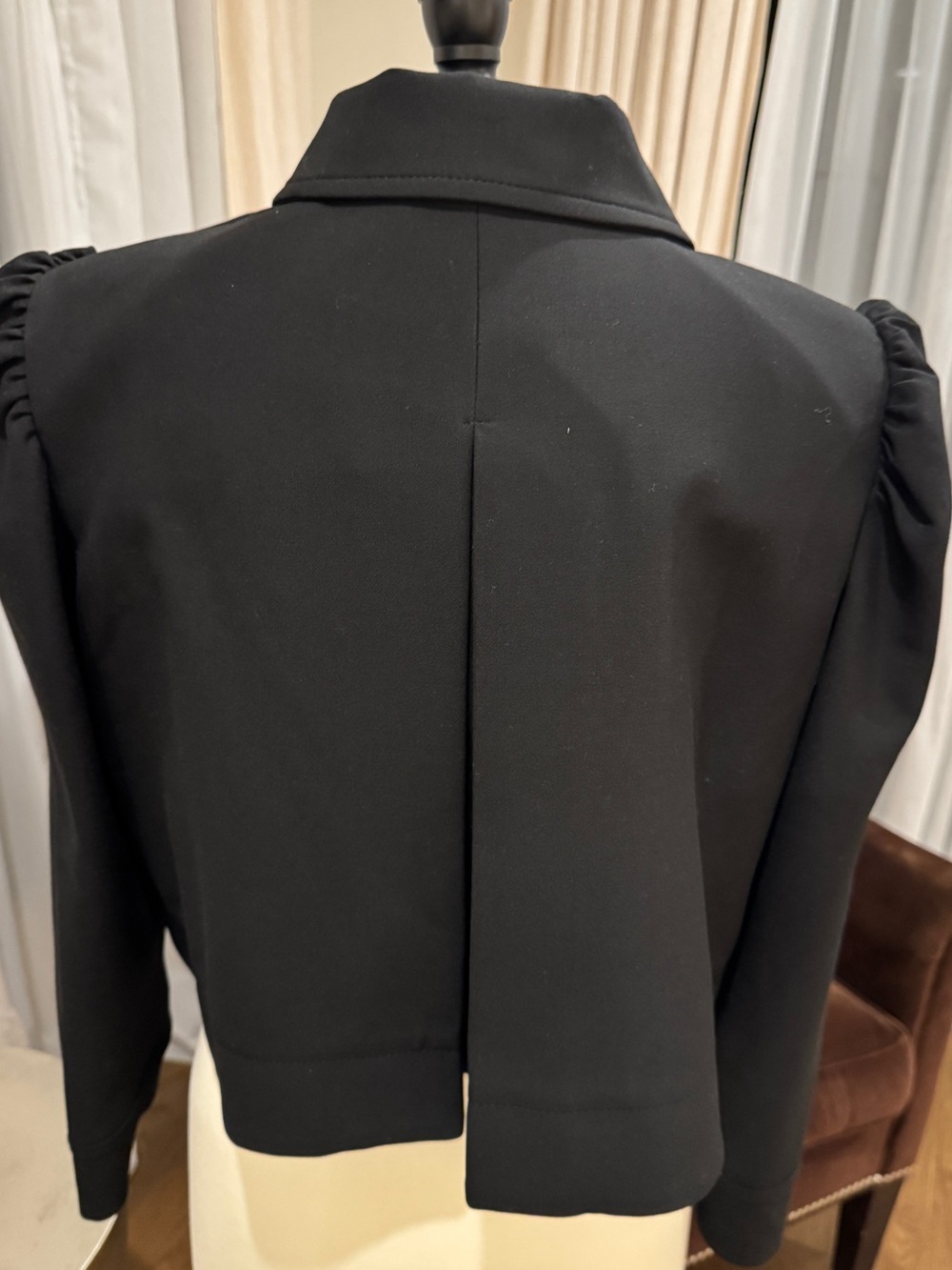 By Timo Black Jacket with Puff Shoulder & Gold Buttons - Cropped Size L - Picture 4 of 16